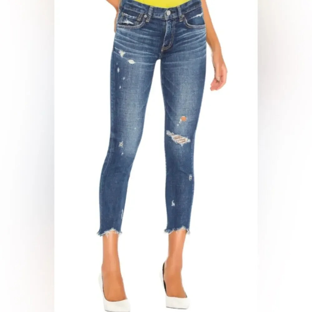 Moussy Vintage Glendele Distressed Skinny Jeans Blue Size 25